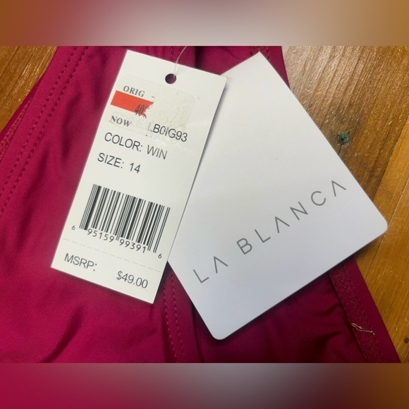 NWT La Blanca Burgundy Full Coverage Lined Stretchy Bikini Bottom, 14 - Picture 8 of 15